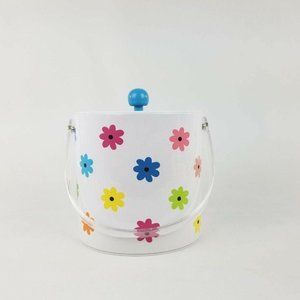 Retro Bar Ice Bucket White Multicolor Daisy Floral